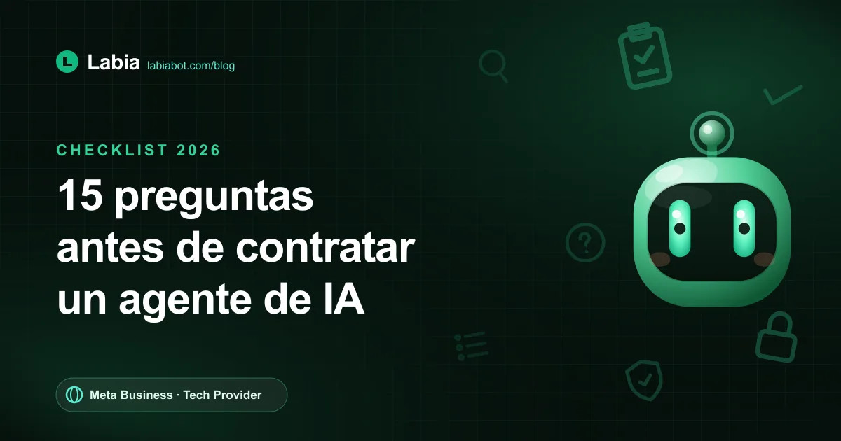 Qué preguntar antes de contratar un agente de IA para WhatsApp: la checklist de 15 preguntas (2026)
